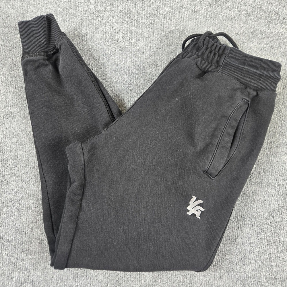 YoungLA Joggers Men Small Black Embroidered Logo Tapered Sweatpants